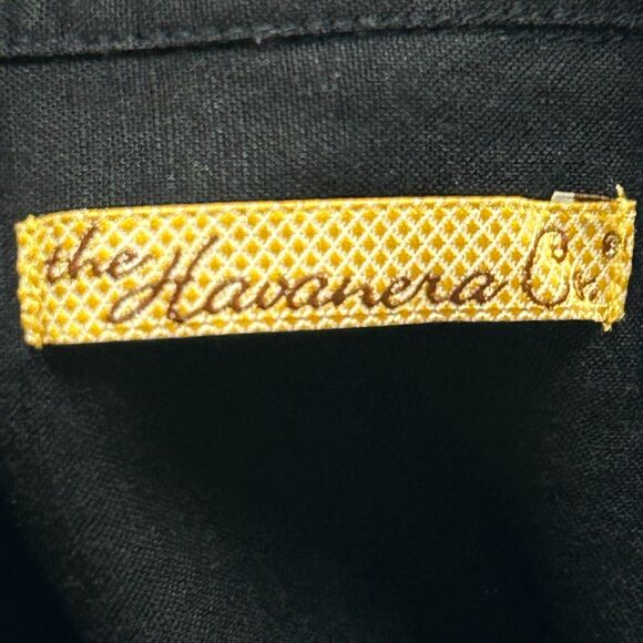 Havanera Shirt Mens XL Black Linen Rayon Short Sleeve Button Up Beachy - Picture 9 of 10